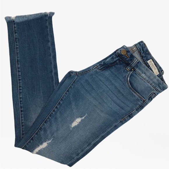 Blank NYC Distressed Raw-Hem Deep Cuff Straight Jeans 26 - Picture 6 of 14